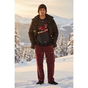 Forum Apres Ski Sweater Mens M Vintage Polka Dot Black Crewneck Pullover  Winter